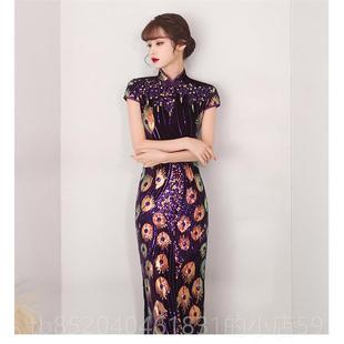 风舞台表演服出 复古民国气质修身 高档走秀旗袍2025演年新款 改良版