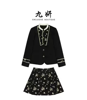 【专柜大清仓】【松露】法式小香风丝绒短款加绒套装秋冬JY25D09