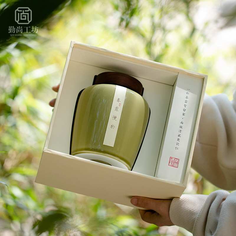 春露慢酌绿茶陶瓷茶叶罐礼盒装碧螺春明前龙井单罐茶叶包装空盒