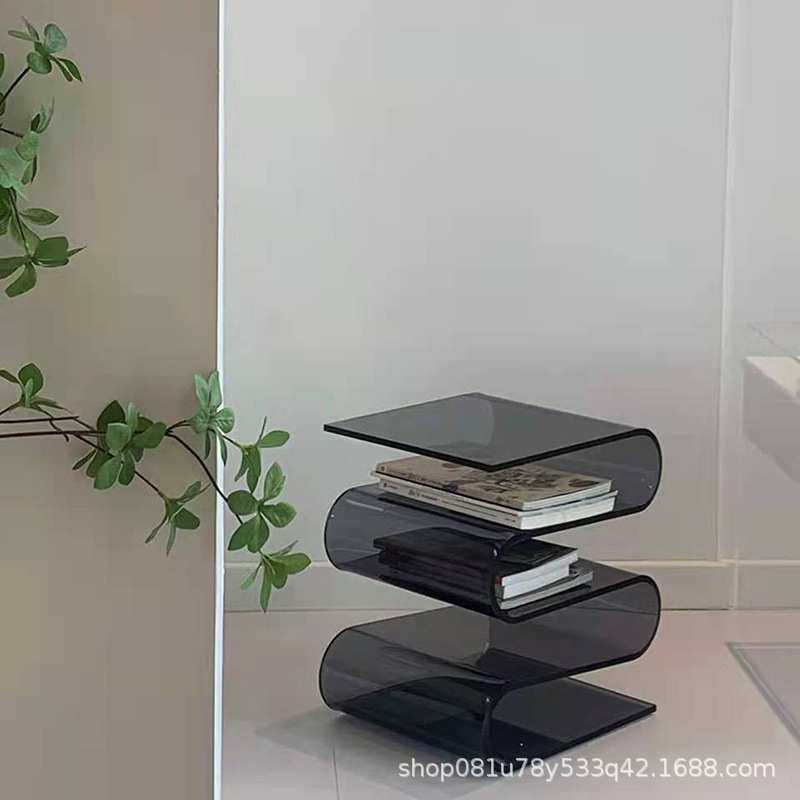 北欧轻奢奶油风极简约透明边几小书架创意家用置物收纳架落地书柜,3C数码配件,摄像机配件,淘宝优惠券,粉丝福利购,淘宝优惠卷