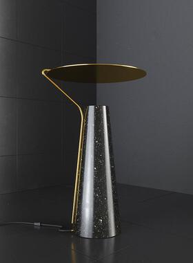 黑色大理石台灯客厅书房卧室床头灯美式设计师别墅样板房装饰灯