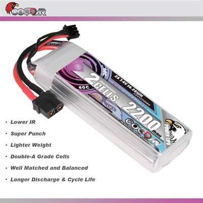 CODDAR鹰氪2200MAH 2S 7.4V 60C遥控航模固定翼RC车模伟力T插船模