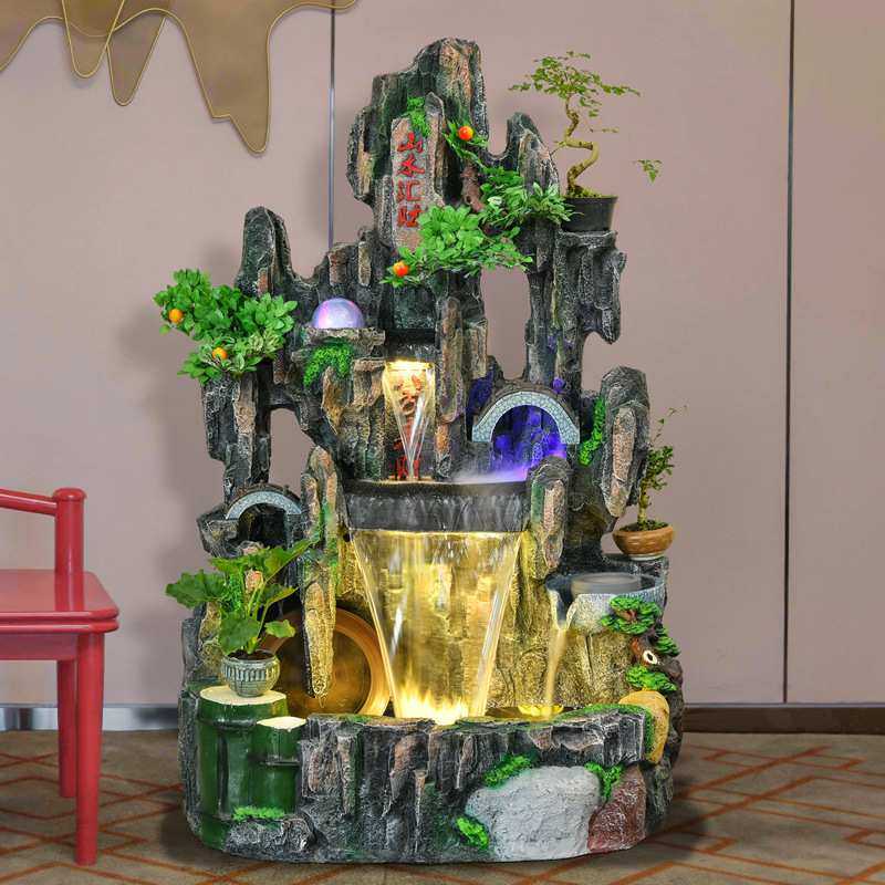阳台流水喷泉大型假山鱼缸客厅落地景观摆件加湿器养鱼装饰品,3C数码配件,摄像机配件,淘宝优惠券,粉丝福利购,淘宝优惠卷