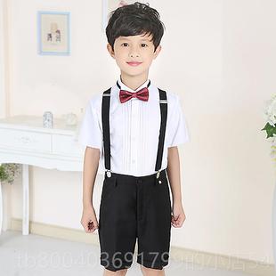 短裤 黑纯色西装 套装 季 衬夏男衣礼服表演出 高档童短袖 儿童装 白衬衫