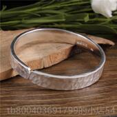 高档足银镯定锤纹纯手工敲打制精致锤子999纯银女情侣男款 银手磨