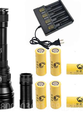 高档P70水强光手电筒LED可充电铝合金黄光赶海白超亮打远射水潜下