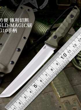 手工锻打SLD三合钢VG10锋利一体K鞘刀G10手柄户外露营家用水果刀