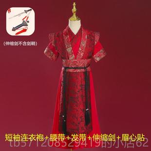 新款儿汉代女孩花木兰Co服装仙童女代风格女孩剑飞鱼服s装骑士古