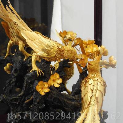 新款轻奢足金金箔婚房摆件上眉喜梢婚结婚金婚礼物新创客厅家居饰