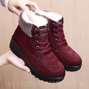 冬老北京布鞋 大码 女棉鞋 加绒毛加厚羊雪地靴厚妈妈底鞋 高帮季 新款