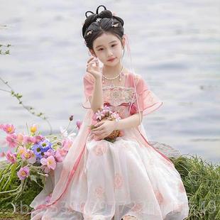 风唐装 儿童新国中式 女公宝宝古风超仙主裙春秋 襦汉服女童洋装 新款