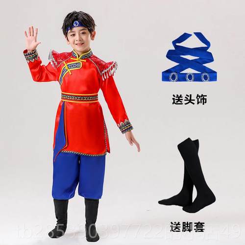 新款蒙古服装儿童演蒙古族舞蹈出女服男童56个民族牧民歌筷子舞新