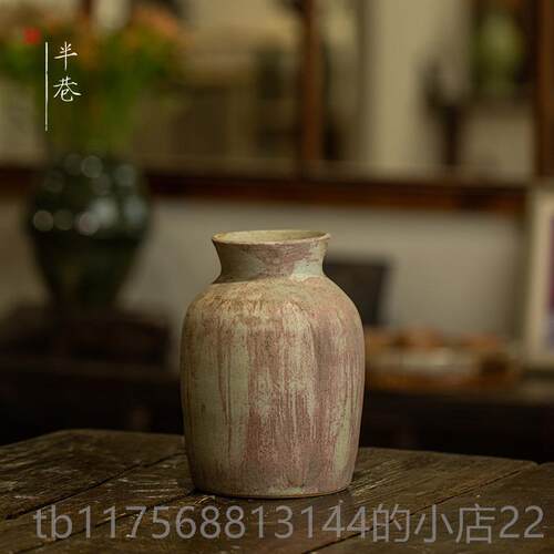 正品景德摆镇水培陶瓷瓶复古水养花器翡翠绿陶客厅插花花件装粗饰
