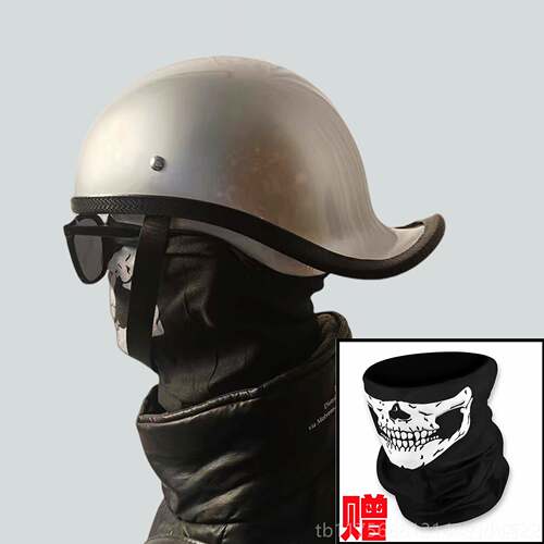 正品麦肯斯安官日全式覆古车半盔巡航机夏季男女盔装饰玻璃纤维小