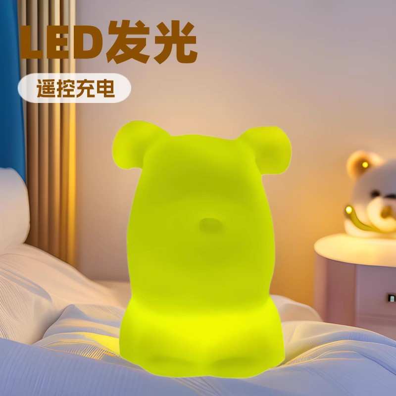 LED发光卡通小狗公仔 酒店民宿床头柜台灯无线遥控充电狗狗小夜灯