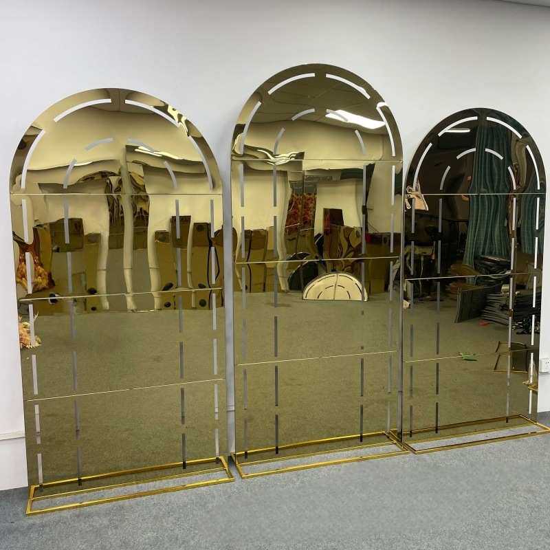 婚庆婚礼道具圆形背景架花架架子舞台摆件几何拱门屏风金色不锈钢