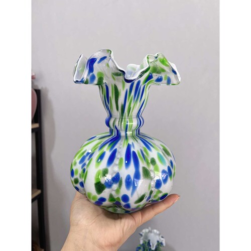 Fenton芬顿花瓶法式复古中古花器花瓶台面落地花瓶客厅插花玻璃瓶