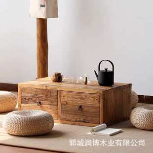 风化老榆木小茶几全实木简约复古禅意茶桌榻榻米矮几阳台飘窗炕桌