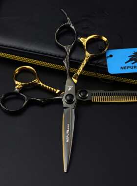 黑金色迪马希柄款美发剪刀理发剪平剪 刘海剪牙剪打薄剪 FMLT-01