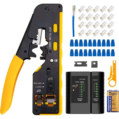 DUTEGAO RJ45 Crimp Tool Kit,Pass Thru Ethernet Crimper For C