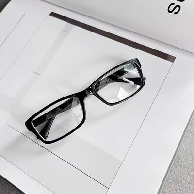 黑色长方形窄框眼镜网红日系二次元y2k小红色同款平光镜女防蓝光