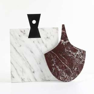 现代艺术摆件做旧仿大理石托盘摆盘砧板样板房民宿客厅餐厅装饰品