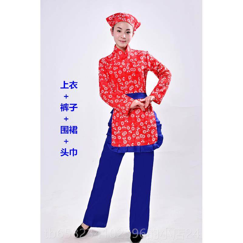 新款阿庆嫂子戏李剧铁女梅村姑表演服装农村抗战女民兵奶奶小品采
