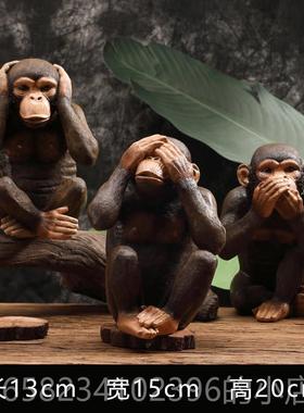 高档欧式动物装饰摆艺件猩仿真大猩咖啡厅吧办公室复古怀酒旧树脂