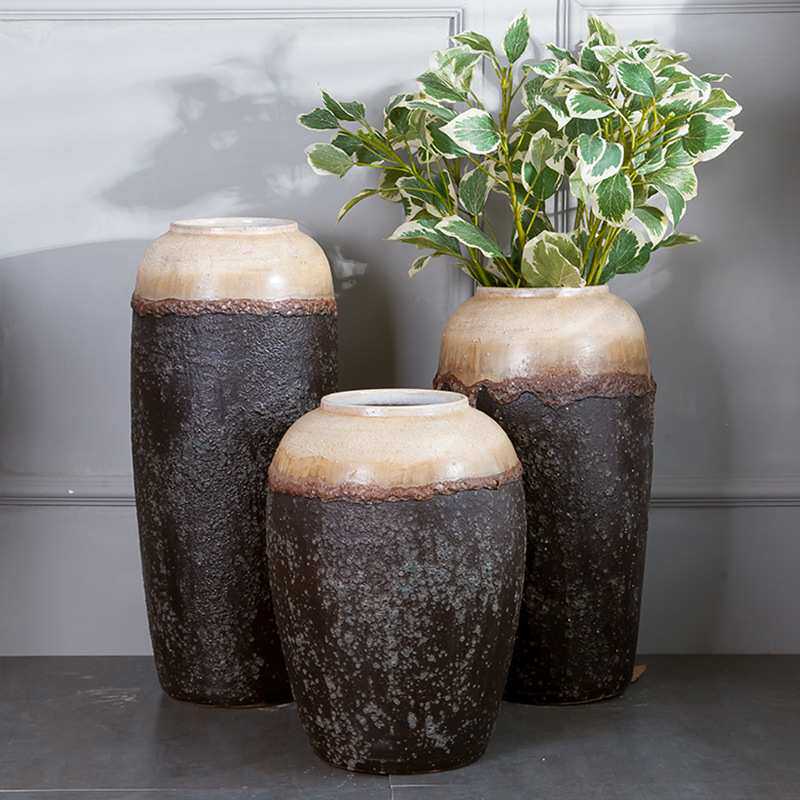 陶瓷花瓶干花 复古颜色釉窑变美式摆件家居软装饰品 配家具家私