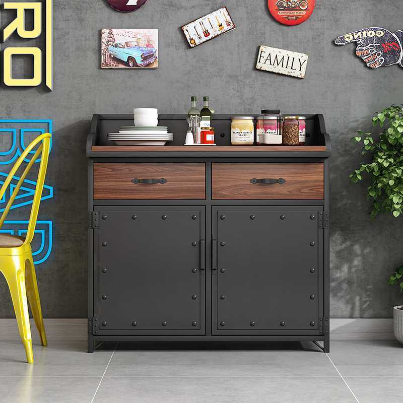 复古铁艺工业风餐边柜实木备餐柜碗柜茶水柜金属储物柜商用调料台,3C数码配件,摄像机配件,淘宝优惠券,粉丝福利购,淘宝优惠卷