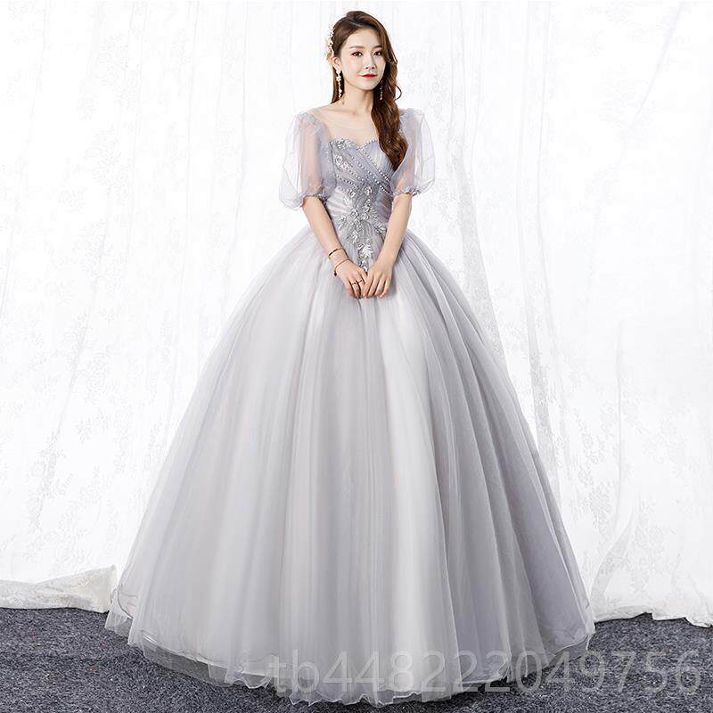 正品美声独演服学彩纱新款生泡泡袖声乐艺考礼服女蓬蓬裙出长唱款