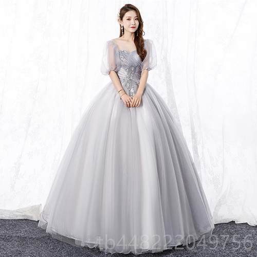 正品美声独演服学彩纱新款生泡泡袖声乐艺考礼服女蓬蓬裙出长唱款