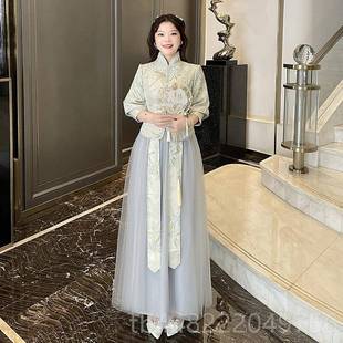 姐妹礼服 修和修身 正品 中国风大尺寸伴新娘2礼服02长5覆古中国风袖