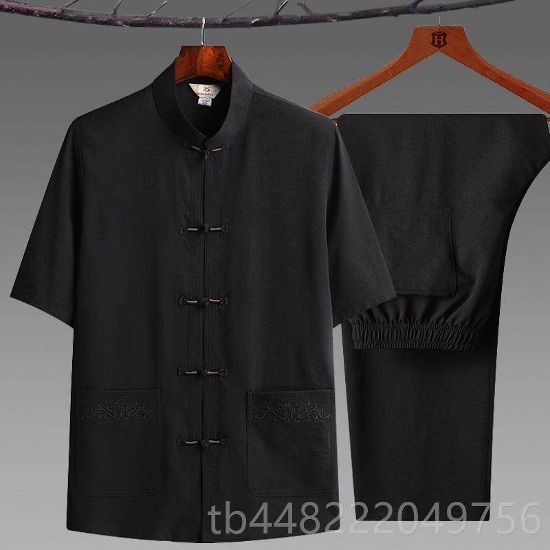 正品中老年人唐装短袖太棉麻衬衫套男装爸爸夏季中式极服汉服爷爷,男装,唐装,淘宝优惠券,粉丝福利购,淘宝优惠卷