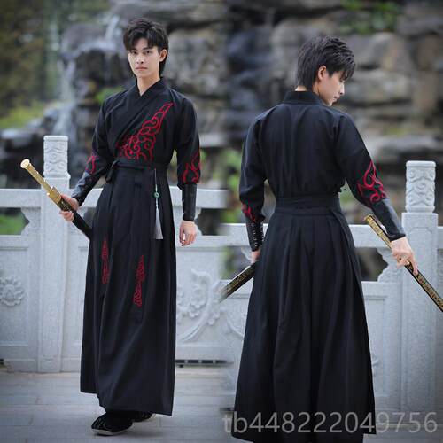 正品中国风原创汉代传统袖少年古装长生武士刺客导学黑色武格术演