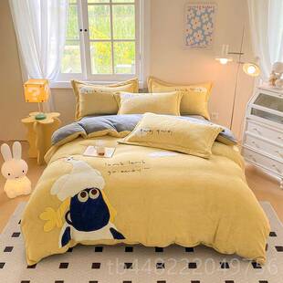 正品儿童牛冬奶绒面四件套加厚季床单被套珊瑚绒冬款床上用品20新