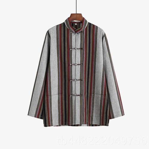 正品纯棉覆粗布唐装中式汉服男古风盘扣衫中国风衬民国服装禅修居