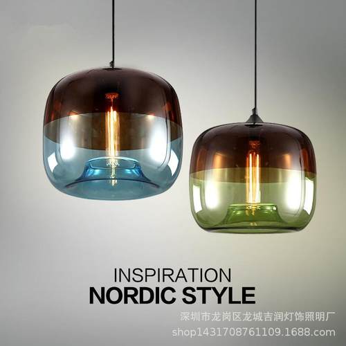 复古彩色玻璃吊灯现代简约餐厅咖啡厅酒吧吧台吊灯创意客厅卧室灯