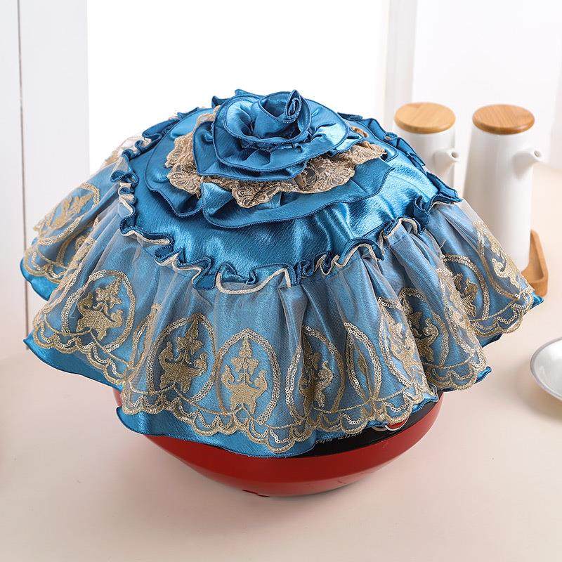 圆形电饭锅盖布电饭煲盖巾田园蕾丝家用电压力锅罩多功能防尘罩子