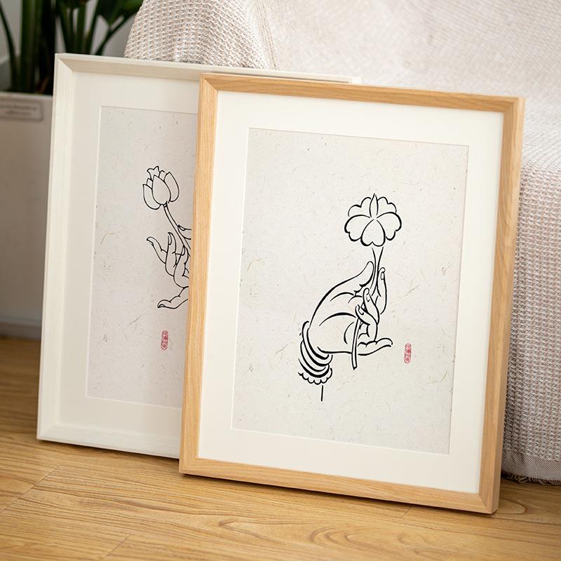 实木相框挂墙a3A4纸画框中式8K4开素描油画拼图框架装裱自装12寸