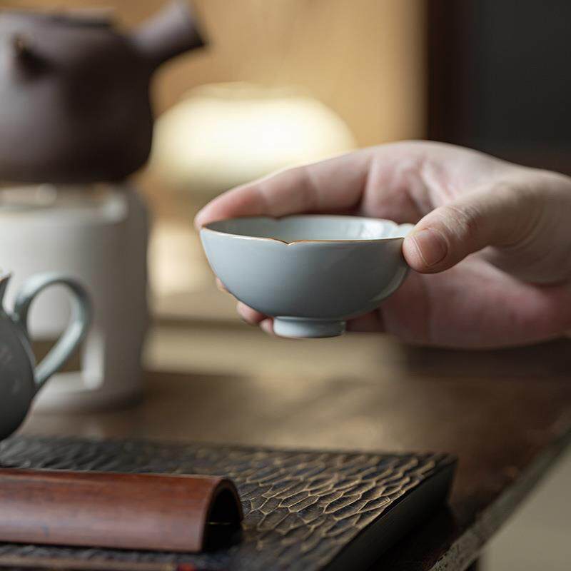 皓澜汝窑主人杯手工可养陶瓷复古品茗杯天青色功夫茶具喝茶杯