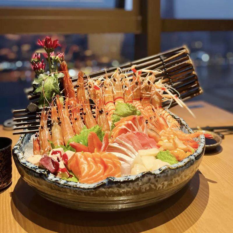 刺身盘冰盘寿司密胺烤肉海鲜圆形姿造盘鱼生陶瓷餐具饭店