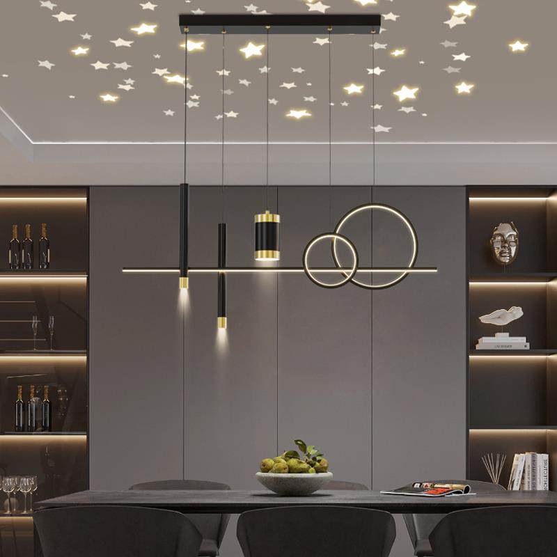 星空灯风格餐厅灯吊灯新款北欧现代简约长条灯吧台灯创意个性灯具