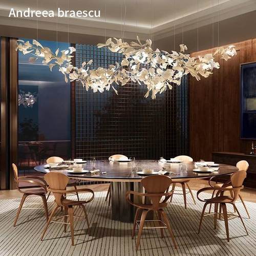 设计师叶客厅艺术大堂北欧售楼处复式楼梯吊灯装饰灯银杏树餐厅灯