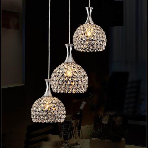 现代简约餐厅吊灯led餐吊灯三头四头吊灯大气水晶吧台灯饰