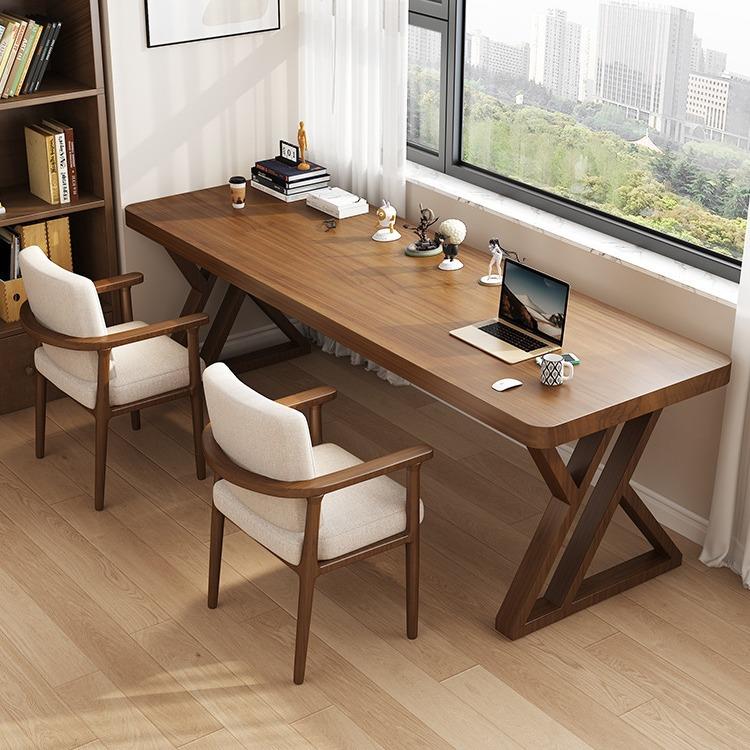 实木长条书桌家用窄桌双人学习桌学生写字工作台式办公电脑桌