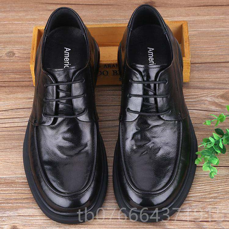 正品季男鞋商务休软闲皮鞋英厚底真皮底软面国大趾皮鞋加秋脂透气