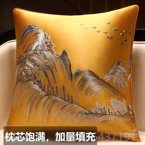 正品新中式红木沙发垫麻拼接亚实圈椅垫古典罗汉床垫木加厚五件定