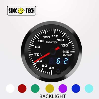 SINCOTECH 赛车高速步进电机2吋7彩LED数码油温表黑色52mm DO6365