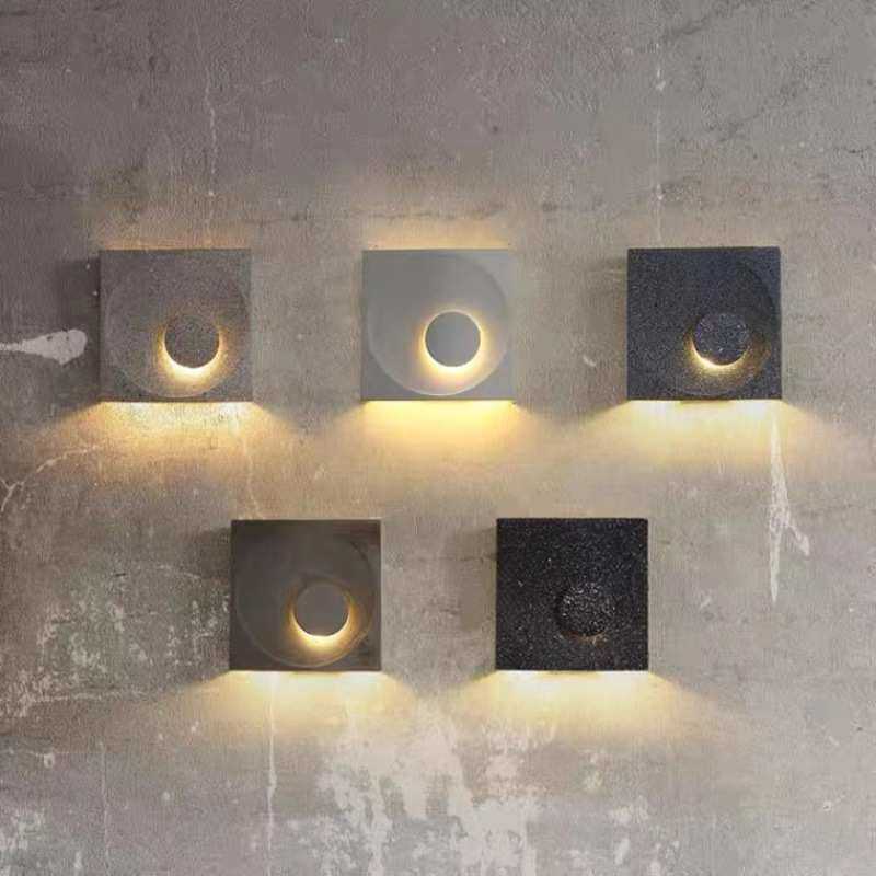 北欧复古日食壁灯卧室背景墙玄关过道走廊装饰创意床头极简水泥灯